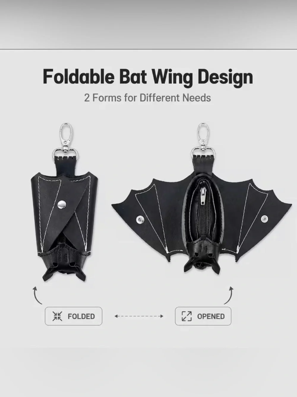 🆕 Vegan Leather - Spooky - Bat Wing - Coin - Belt Pouch - Keychain - Bag Charm
